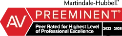 Martindale-Hubbell | AV Preeminent | Peer Rated for Highest Level of Professional Excellence | 2022 - 2026